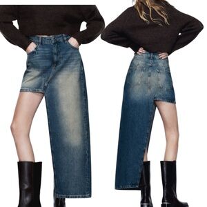 ZARA RARE! Asymmetric Denim High Waisted Skirt Size Small